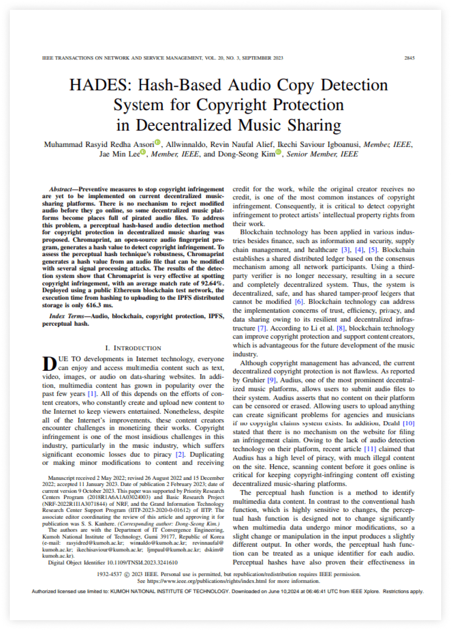 HADES: Copyright Protection in Decentralized Music Sharing