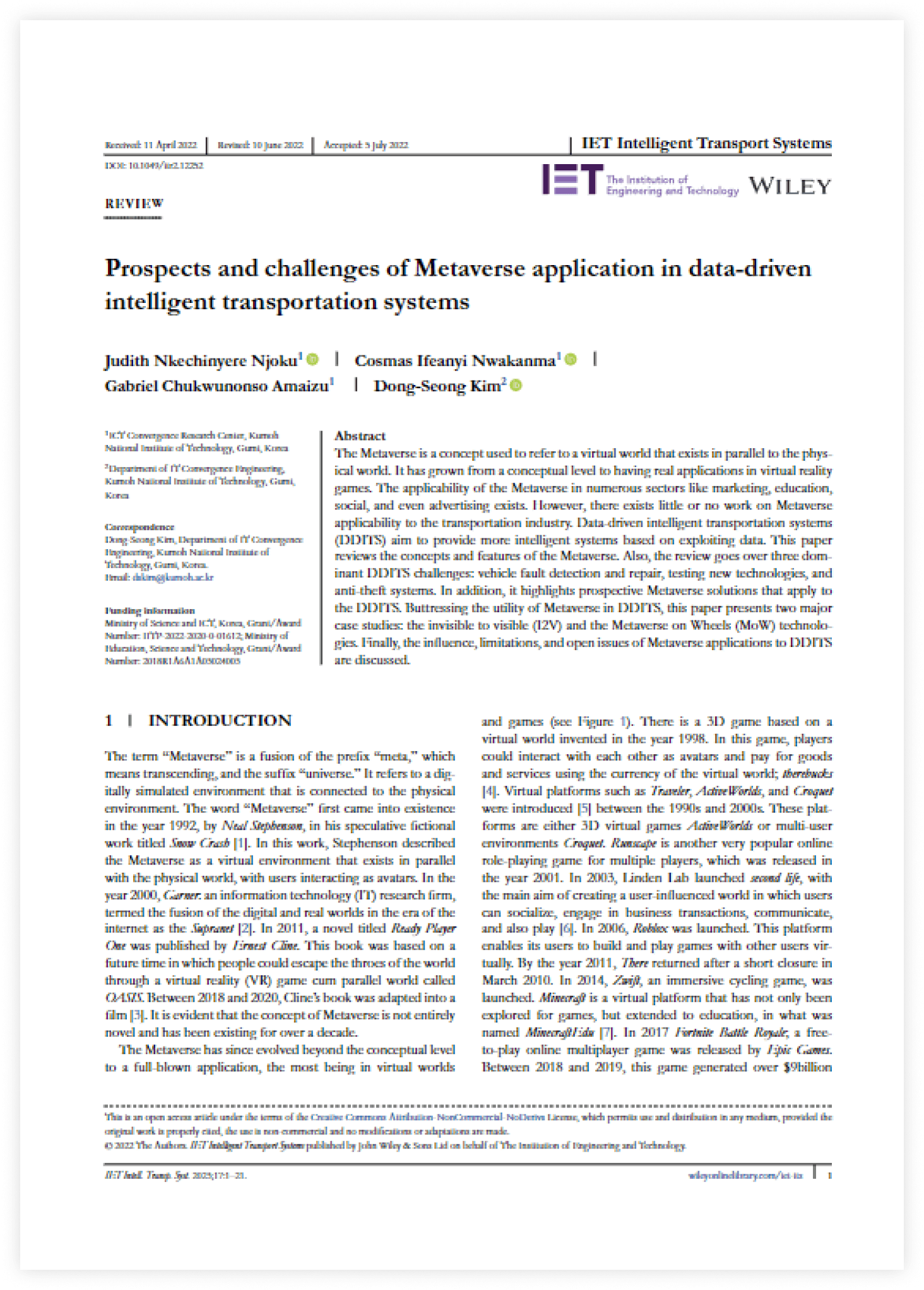 Intelligent Transportation Systems